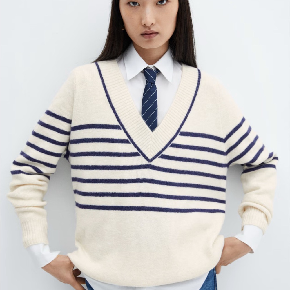 NWT Wool mix Long sleeved V neck sweater